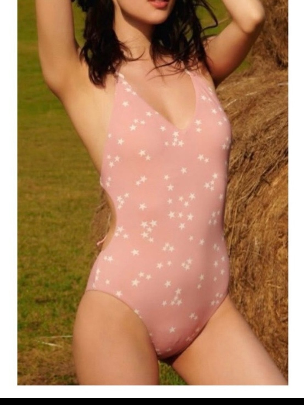 WET Swimwear LA Rose Stars One Piece Back Tie Swimsuit Bathing Suit New With Tag